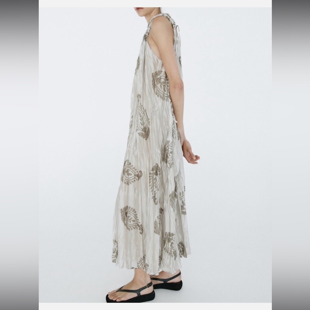 Zara One Shoulder Wrinkled Effect Asymmetrical Midi Dress Size S